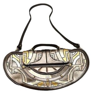 FENDI VANITY BAG METALLIC GOAT LEATHER & SWAROVSKI CRYSTALS - ART DECO DESIGN